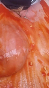 Julie Cunningham Sploshing - Short Slowed Down Clip of My Hug Tits Covered in Beans Being Shaken Side to Side Slowly