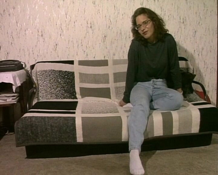 YOUR FIRST PORN: Hairy Denise in Socks Shaves Her Pussy