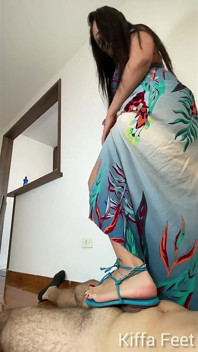 CBT 7 - Goddess Kiffa in Giantess Sexy Blue Schutz Sandals CBT and Ballbusting Cumshot