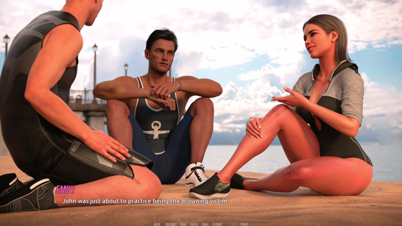 3D Cartoon Porn: Dominos Beach 17: Emily &amp; John's Beach Mouth-to-mouth Practice