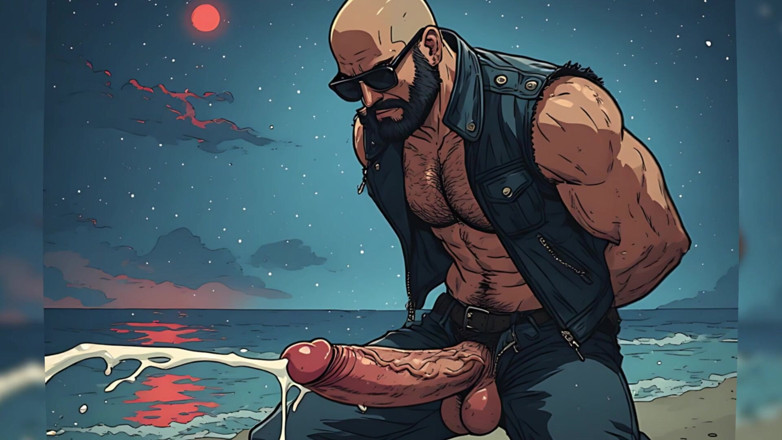Erotic Man: 자지를 빨아주는 핫한 바이커 남자(ai)