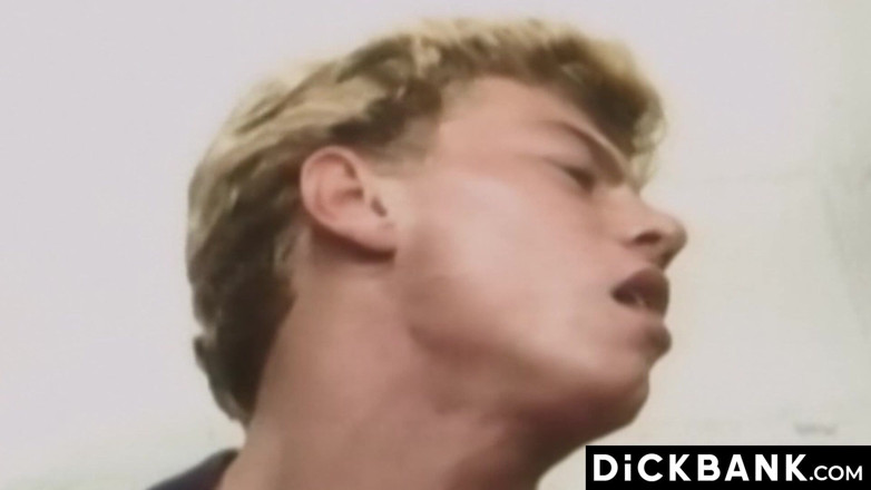 Dick bank: Blond Gay Takes Massive Dick in Public Toilet