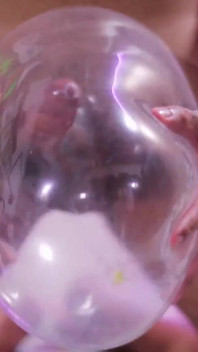 Looner Condom Popping Camilo Brown Popping Inflated Condoms with His Big Uncut Cock and Licks His Own Cum From the Condom