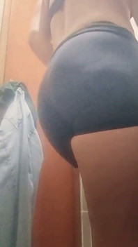 After Gym Tease -shorts off, Natural Tits and Jeans on