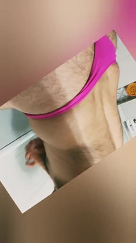 Curious Straight Guy Sucking in Thong While Playing with His Realistic Dildo