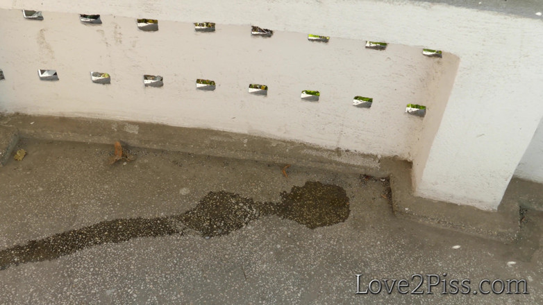 Love 2 Piss: Chica sexy desesperada con orina vesical completa en el balcón
