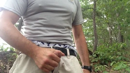 Jerking-off by the Water, at the Public Park, Sagging, American Eagle Boxers. Extended