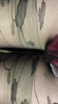 Juicy Cumshot Through Patterned Floral Pantyhose