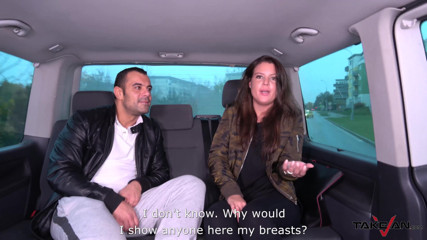 Take Van: Cum swallower with broken umbrella cheated while taking a ride...