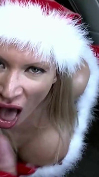 Sexy blonde Angel does perfect handjob and sucking with huge cock