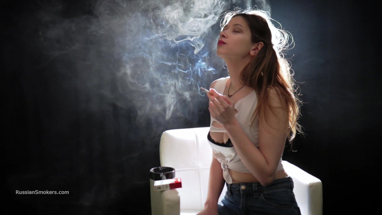 Russian Smokers: Seductive Russian Babe Smoking Cigarette Natural Light