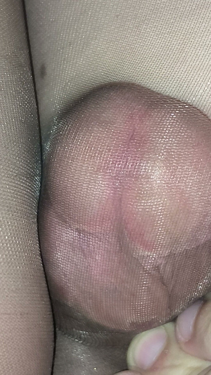 PantyhoseJuicyCummer: My Sissy Cock in Someone Else's Coffee Pantyhose Close-up. Leaking...
