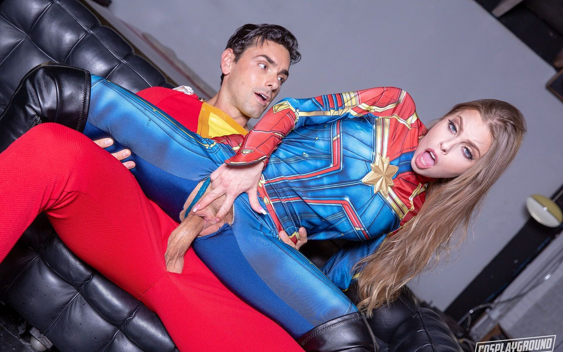 Britney Amber and Ryan Driller Bring Two Captain Marvels Together for a Hard Fuck