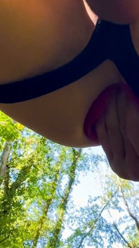 Puppy’s Loose Cunt Asshole Being Destroyed by Huge Buttplug While Jerking Outdoors