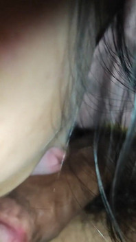 Cewek sange dengan memek berbulu lagi asik nyepong kontol