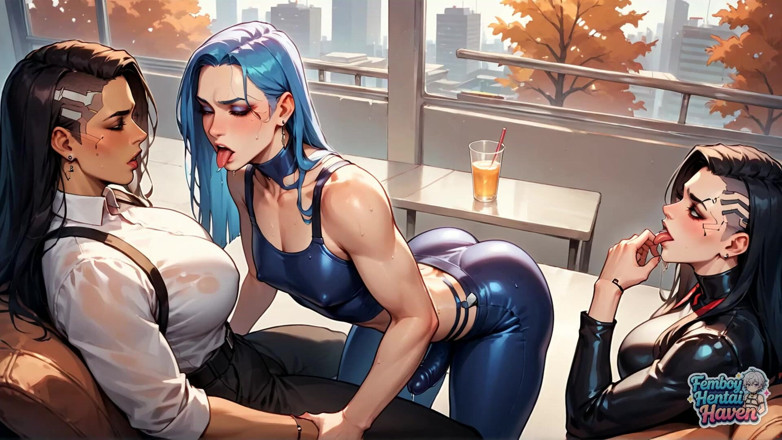 Femboy Hentai Haven: Удивительная, футуристическая трансвеститская попка с кончой в солнечной гостиной! Возбужденный Фембой XXX!