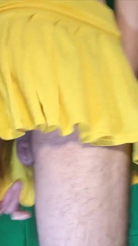 Pale Yellow Thong Under Yellow Skirt
