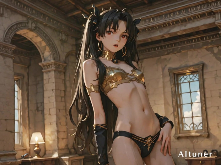 AItuner: No templo ao anoitecer, ela lentamente tira as roupas