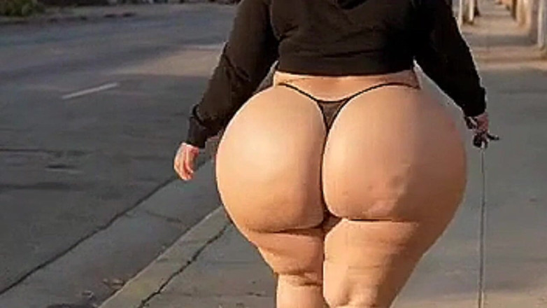 Animate golden: Mädchen mit dickem arsch geht in engen leggings auf der...