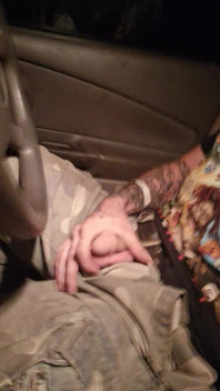 Rubbing Cock in Car