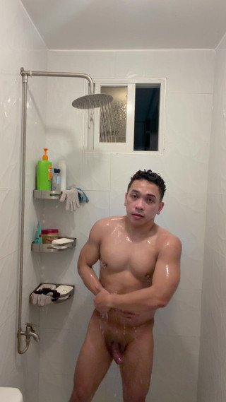 Hot Filipino Twink Jerks off in Steamy Shower