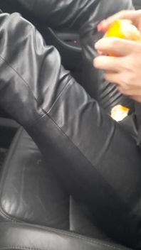 Peeling Orange Long Nail Leather Pants