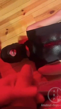 Amateur Boy Pissing in a Glass Held in His Friend's Mouth
