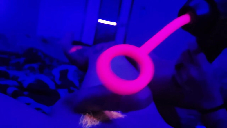 Yallternative Couple: Blacklight Goth Girl with Neon Hair Edges Big Dick with...