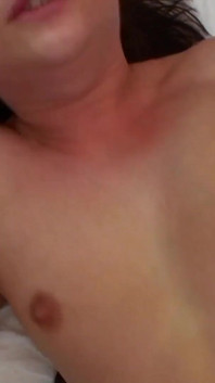 Horny sexy brunette with small tits and eager for cock non stop squirting and moaning while fucking her