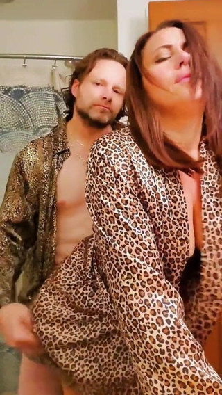 Satin Fetish King: Italian milf in leopard print satin suck and fuck session