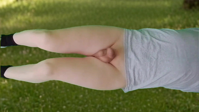 Kitty_Cross: 888 White Pretty Femboy on Green Grass Booty Soft Body...