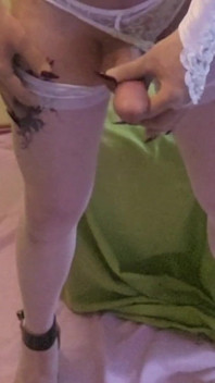Teasing and Stroking Beatifullbigcock Over White Nylon