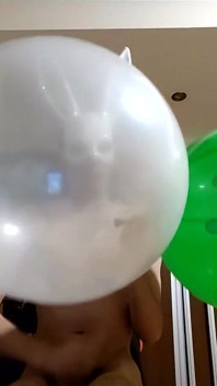 Bunny Looner Blowing up Big Balloons While Jerking off on Stream