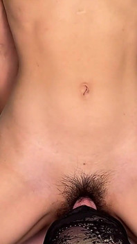 Hairy Pussy Worship! Hot Asian Teen in Stockings Gets Facesitting - Lick My Pussy & Eat My Ass, Filthy White Man!