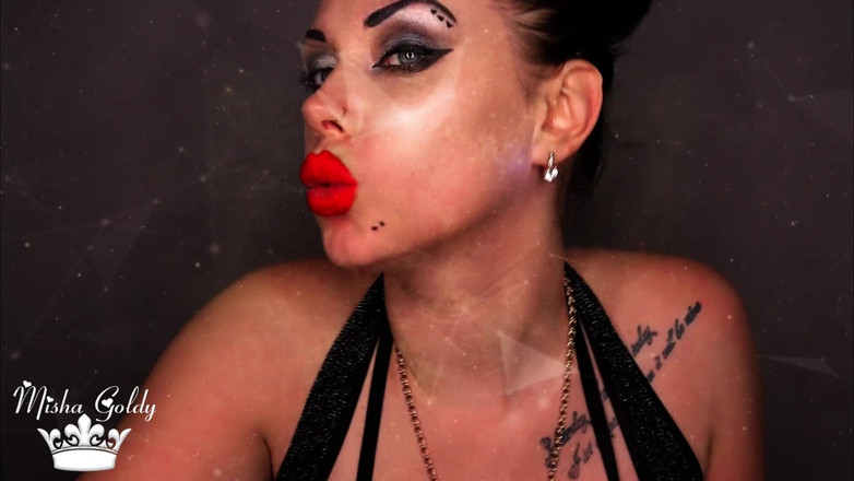 Goddess Misha Goldy: Heute lasse ich dich über meine großen roten lippen wichsen! WICHsanleitung,...