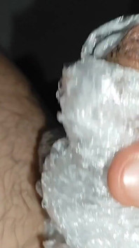 Dick in Plastic Ball Helps with Masturbation.
