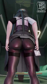 Zzz 3D - Miyabi Shows Her Sexy Thicc Ass in Stockings and Gives Herself a Few Spanks