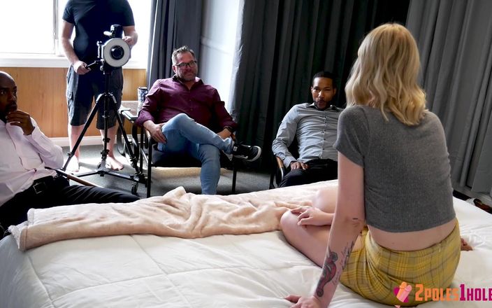 CreamPiled: Interview, heiße neue blondine vor 2 poles