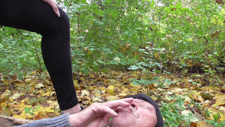 Femdom Austria: Spitting session in the forest
