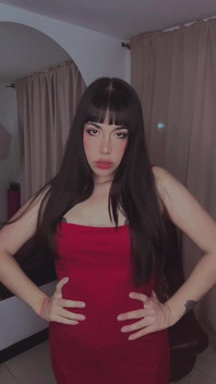 Brunette Hair and Red Dress