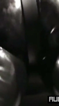 Caged and gagged Rubber Sissy get fucked