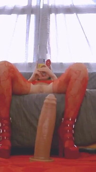 Livestream with Huge Dildo Riding