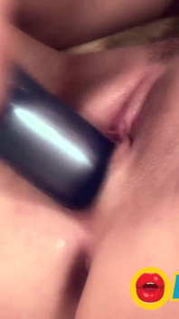 Adorable blonde with big tits playing with wet pussy