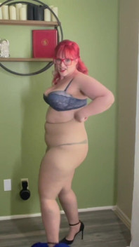 BBW in Nylons Strips Down and Jiggles Her Body