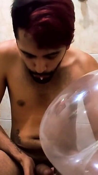 Fake pussy made out of a condom, pee squirt, two loads and tons of horny wet fun