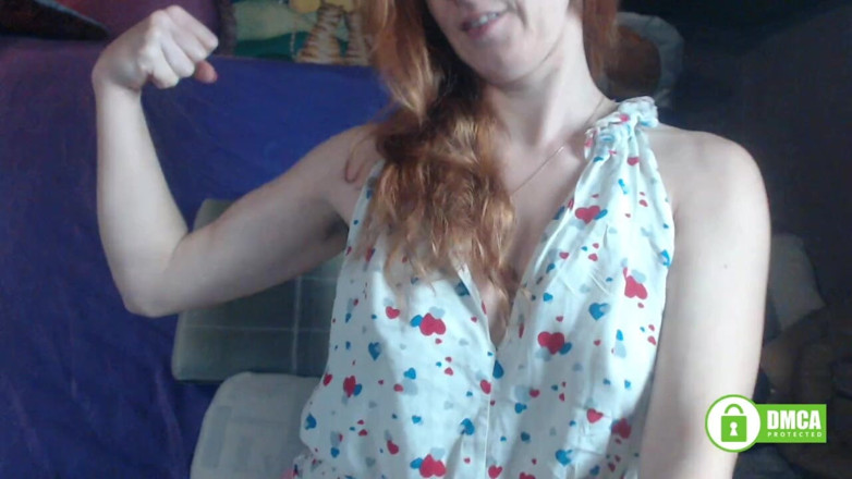 Risky Hairy Couple: Muscles Flexing. Custom. Redhead Girl