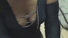 Threesome with two black women with natural tits sucking a huge white cock
