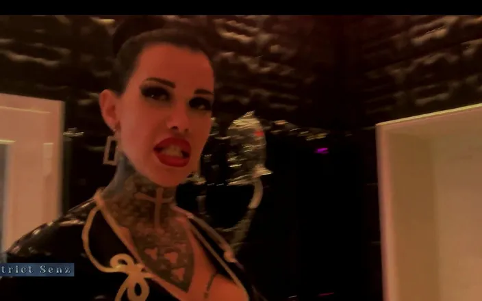 Strict Senz: Miss Alessa Milano Whipping Stretched Standing Black White Singletail Suite 13min