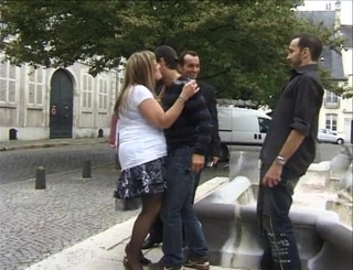European Classics: Older whore in a blowbang on the stairs