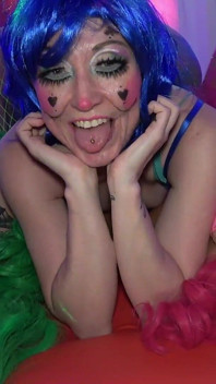 Lily Kink Meets the Pink and Green Cock Crazed Clowns for an Orgy